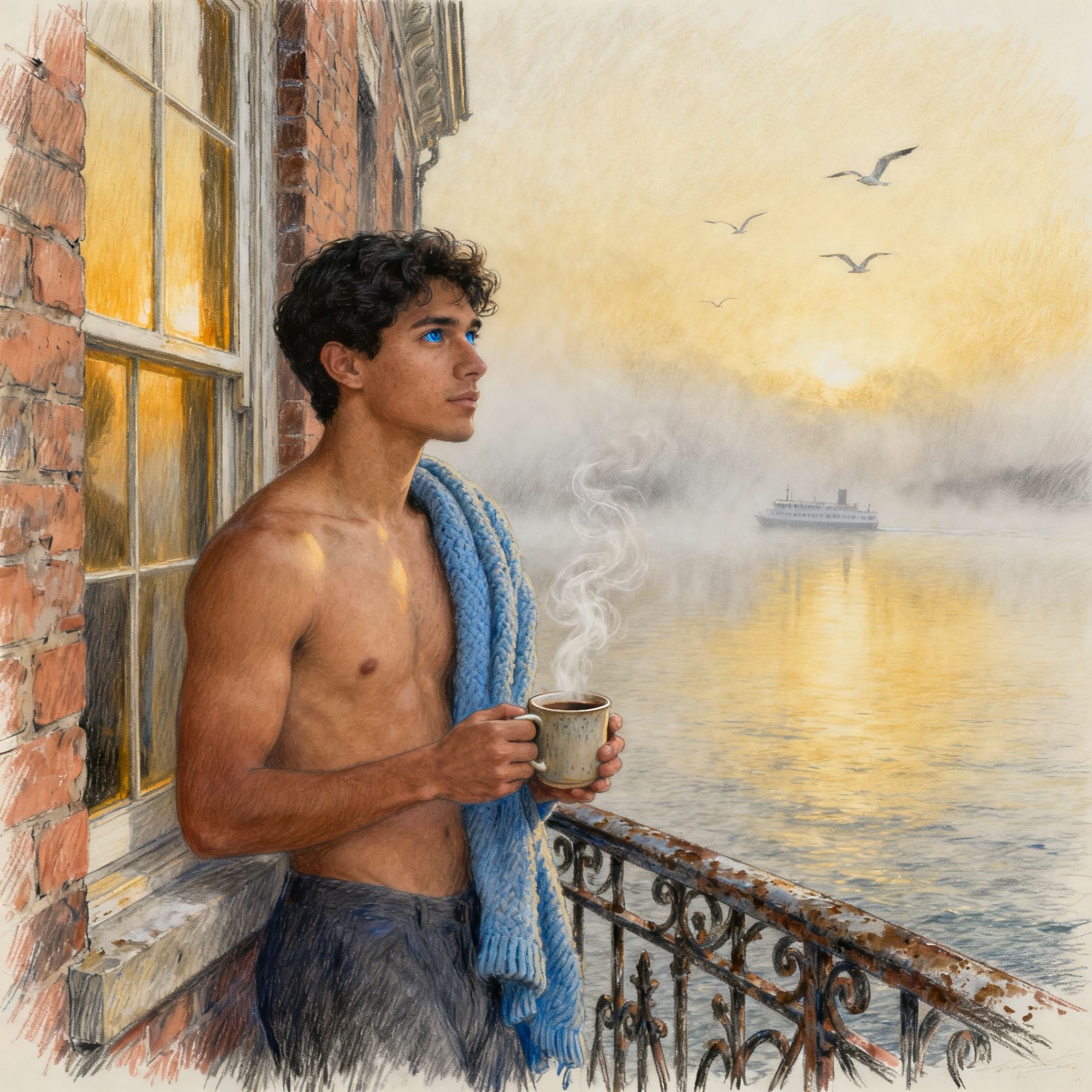 ​ ​ ​ ​ El amanecer pinta el cristal de la ventana...