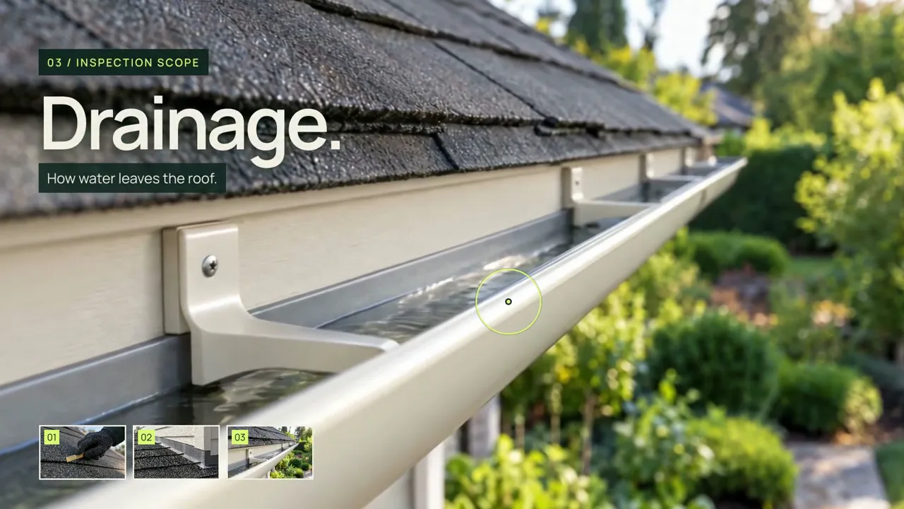 Roof inspection explainer with 3D cutaways