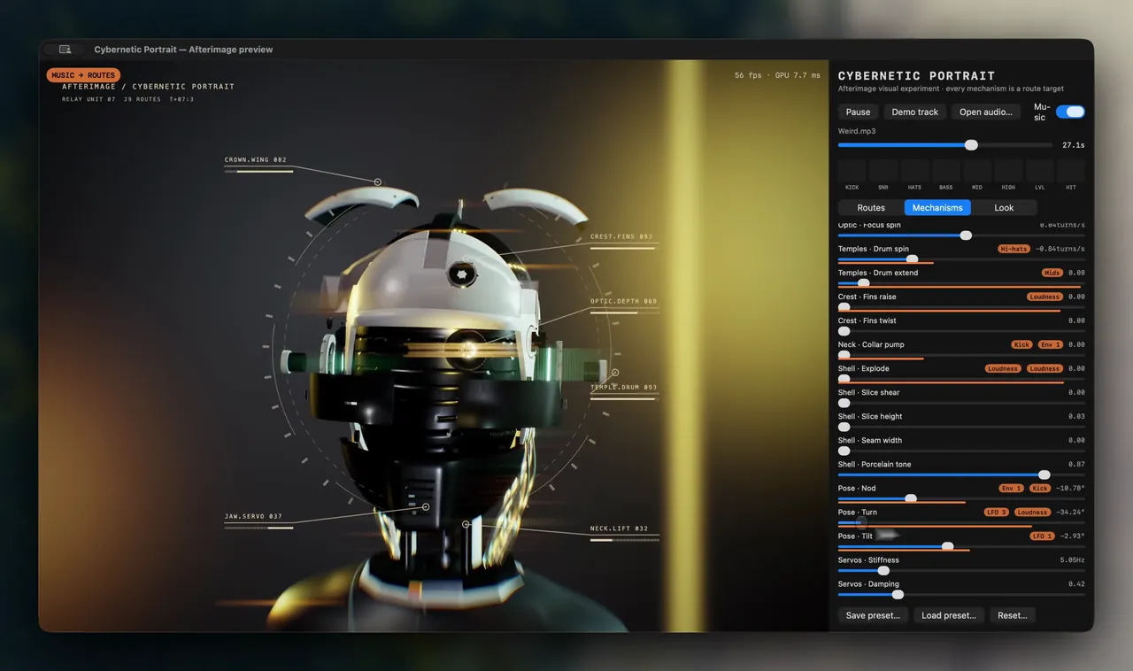 A robot head music visualizer