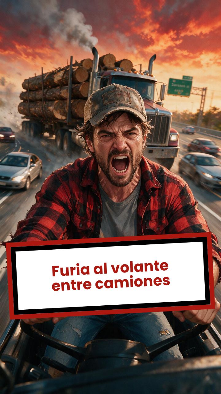 Furia al volante entre camiones