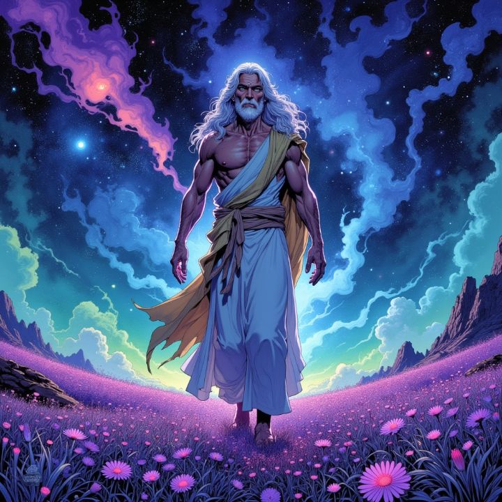 Cosmic Jesus with White Hair
