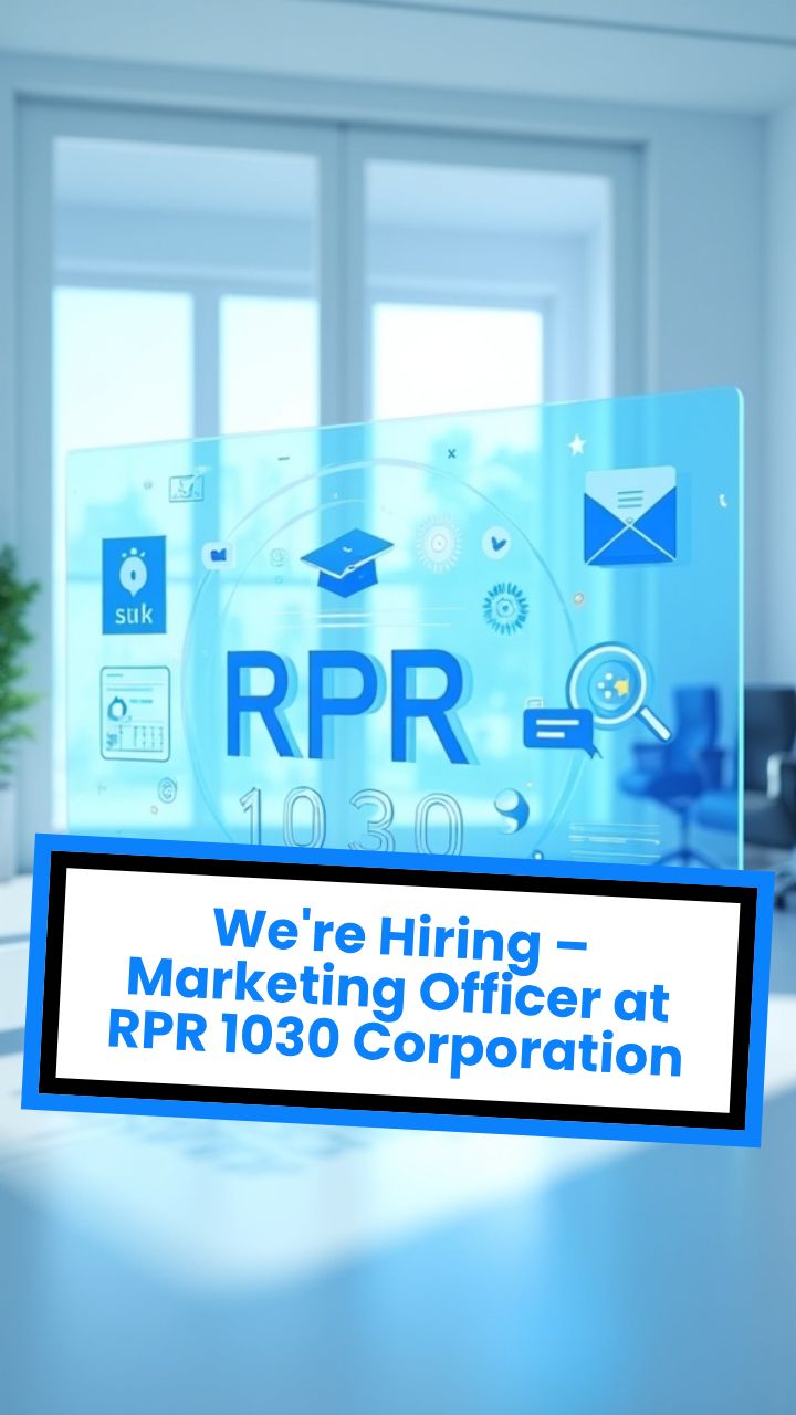 We're Hiring – Marketing Officer at RPR 1030 Corporation