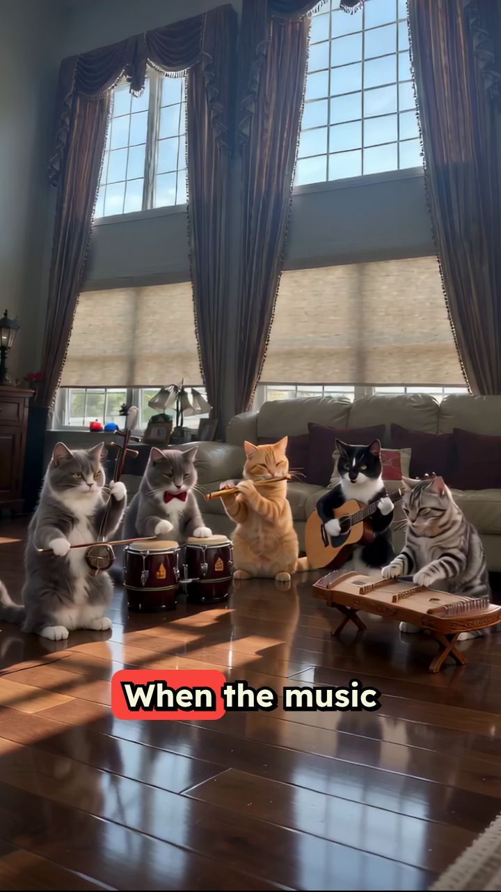 Hearts of Worship - Cat Musical Band in Living Room