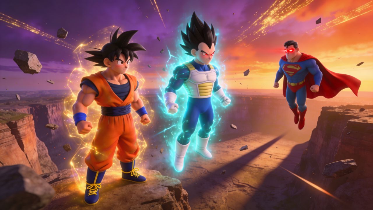 Goku and Vegeta vs Superman Fight
