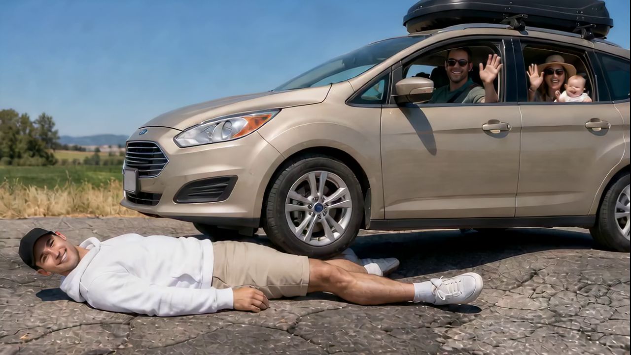 Ford C-Max familial sur route bosselée