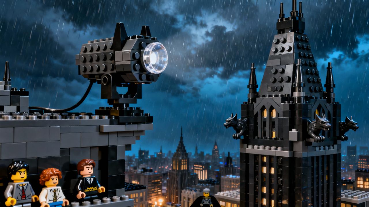 LEGO Bat-Signal Illuminates Gotham City