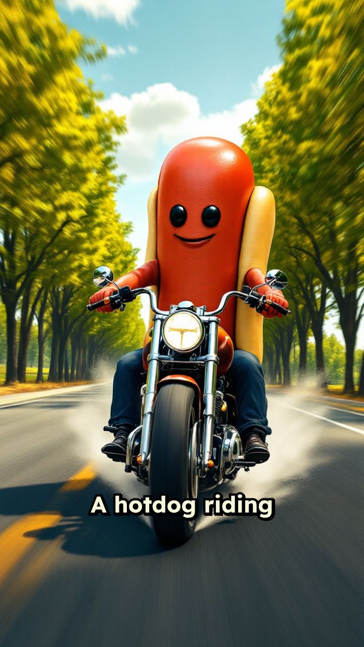 Hotdog on a Motorcycle Adventure