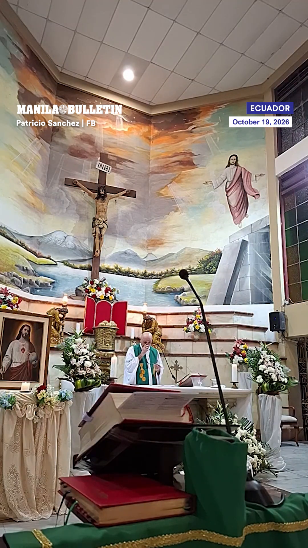 TikTok by @manilabulletin: ECUADOR PRIEST DIES AFTER CRUCIFIX FALLS DURING LIVESTREAMED MASS A Catholic priest in Ecu